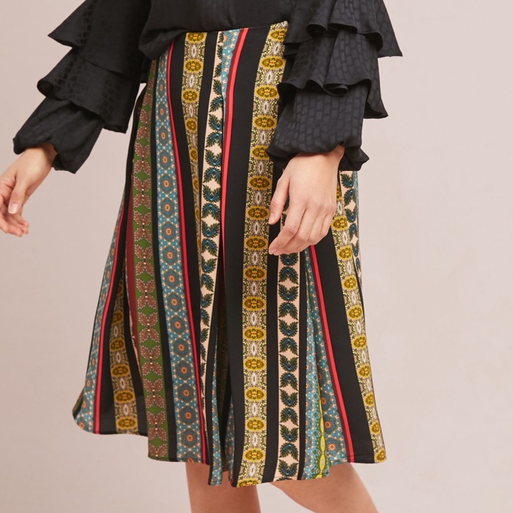 eri + ali Boho Geometric Printed A-Line Midi Skirt